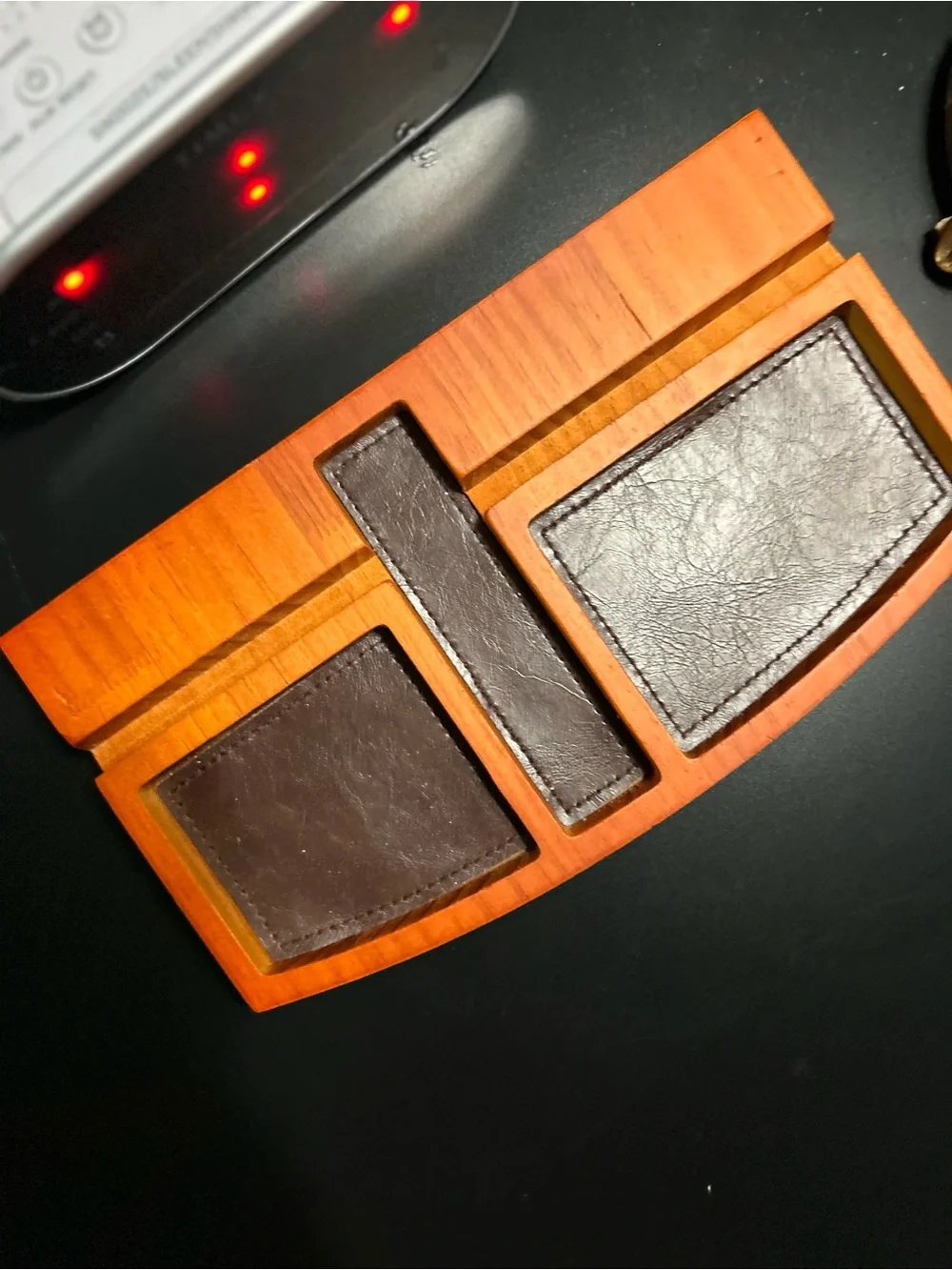 Brown Leather Valet Tray - Minimal Catchall